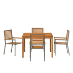 Garden Dining Set 5 pcs Grey Solid Acacia Wood