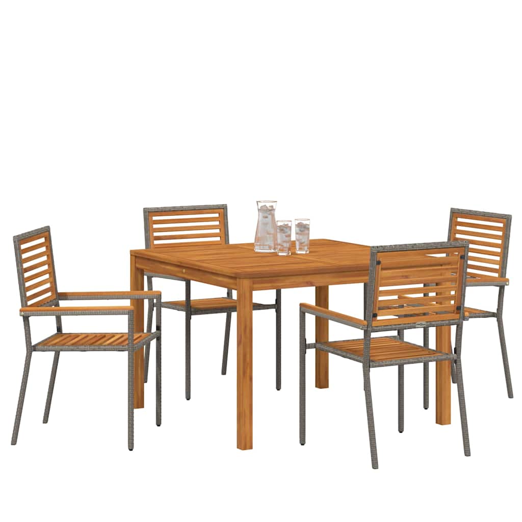 Garden Dining Set 5 pcs Grey Solid Acacia Wood