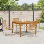 Garden Dining Set 5 pcs Beige Solid Acacia Wood