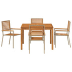 Garden Dining Set 5 pcs Beige Solid Acacia Wood