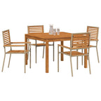 Garden Dining Set 5 pcs Beige Solid Acacia Wood