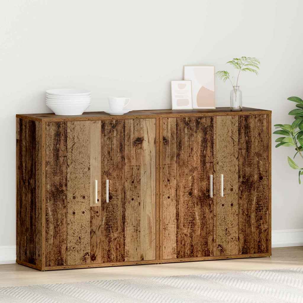 Sideboard 2 pcs Old Wood 60 x 31 x 70 cm Engineered Wood