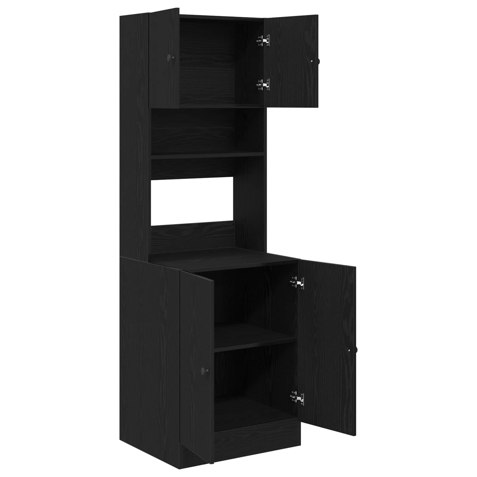 Kitchen Sideboard with Shelf 2 pcs Black Oak 60 x 50 x 180 cm