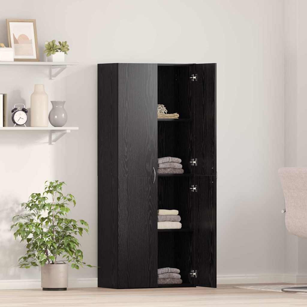 Office Cabinet Black Oak 60 x 32 x 152.5 cm Engineered Wood
