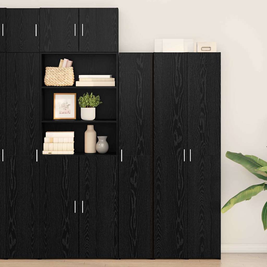 Highboard 2 pcs Black Oak 30 x 42.5 x 185 cm