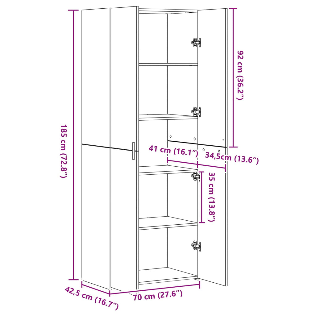 Highboard 2 pcs Old Wood 70 x 42.5 x 185 cm