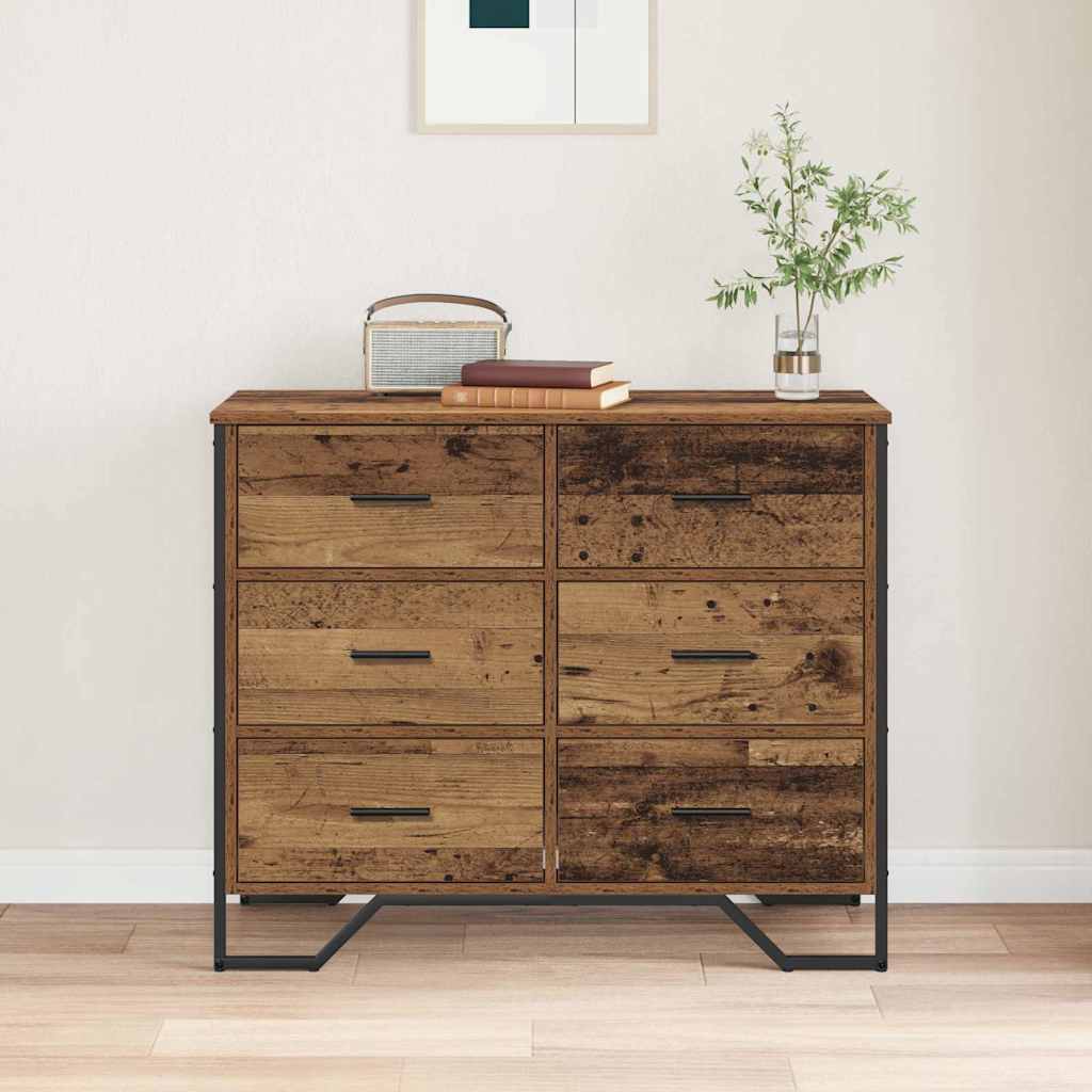 Chest of Drawers with Drawer 2 pcs Old Wood 91 x 35.5 x 74.5 cm