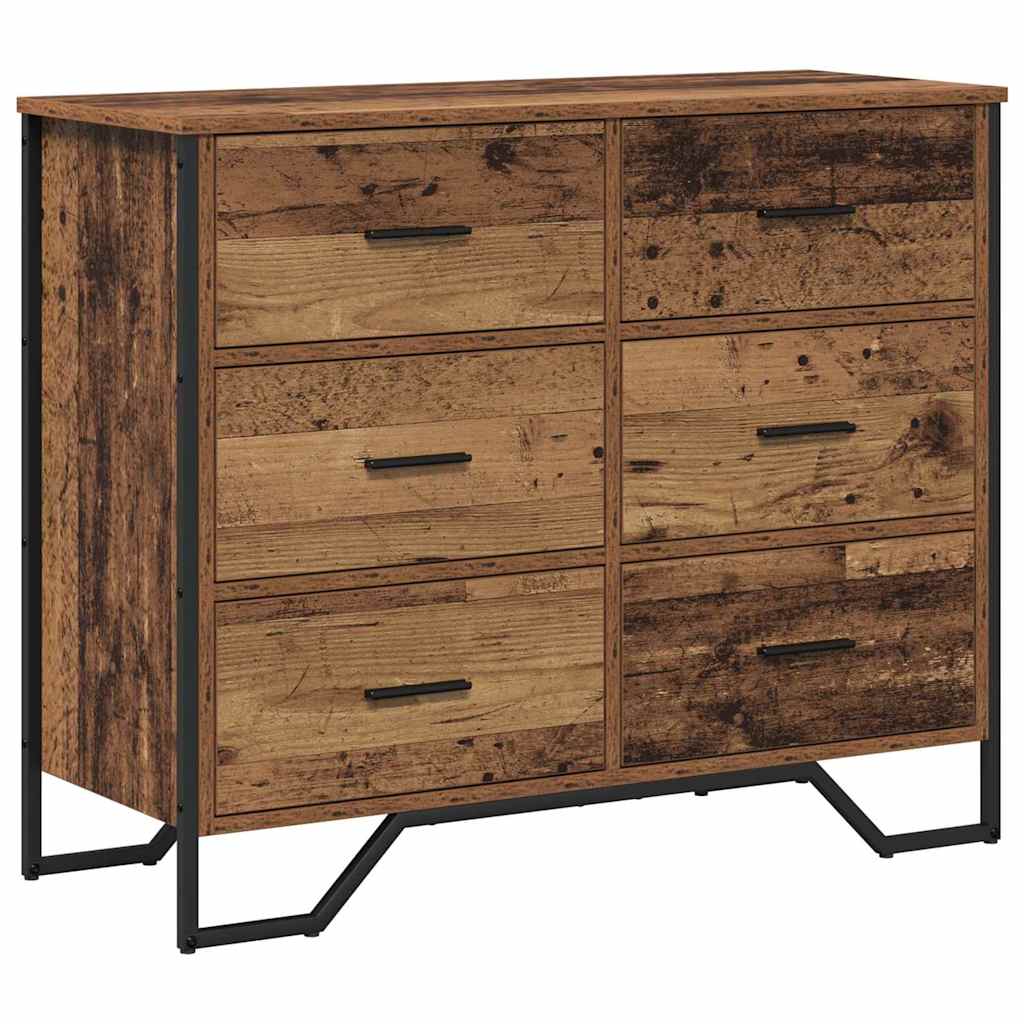 Chest of Drawers with Drawer 2 pcs Old Wood 91 x 35.5 x 74.5 cm