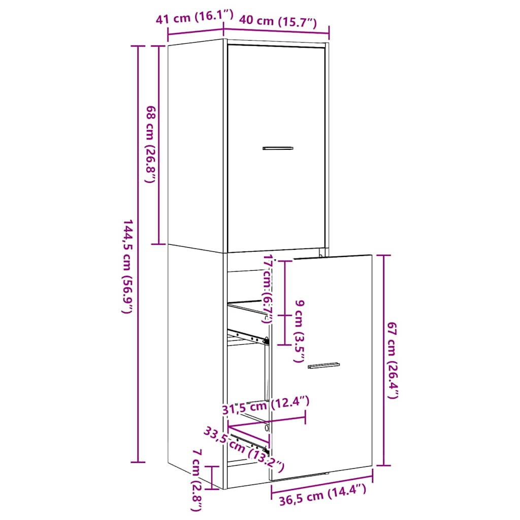 Apothecary Cabinet Black oak 40 x 41 x 144.5 cm Engineered wood