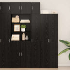 Storage Cabinet 3 pcs Black Oak 30 x 42.5 x 225 cm