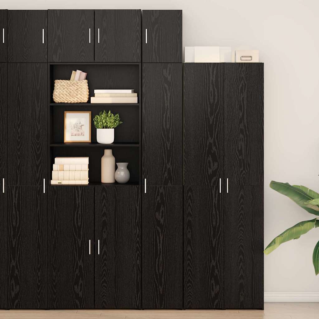 Storage Cabinet 3 pcs Black Oak 30 x 42.5 x 225 cm