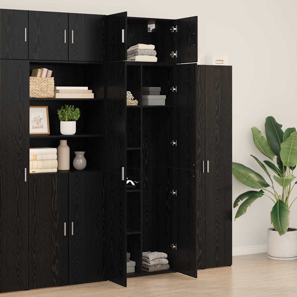 Storage Cabinet 3 pcs Black Oak