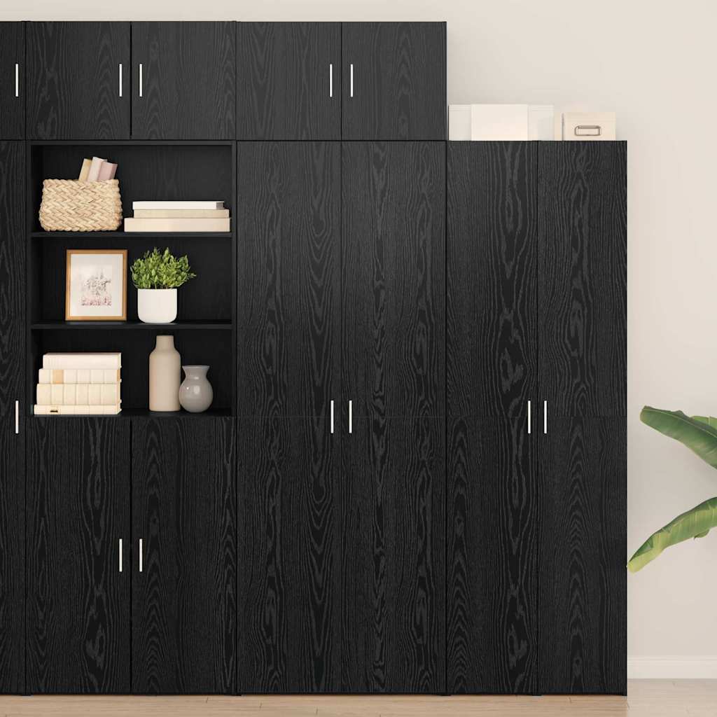 Storage Cabinet 3 pcs Black Oak