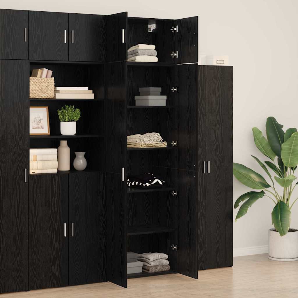 Storage Cabinet 3 pcs Black Oak