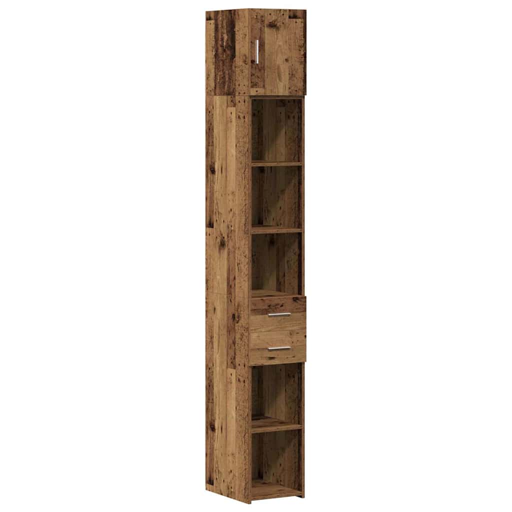 Storage Cabinet with Drawer 2 pcs Old Wood 30 x 42.5 x 225 cm