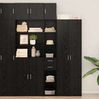Storage Cabinet with Drawer 2 pcs Black Oak 30 x 42.5 x 225 cm