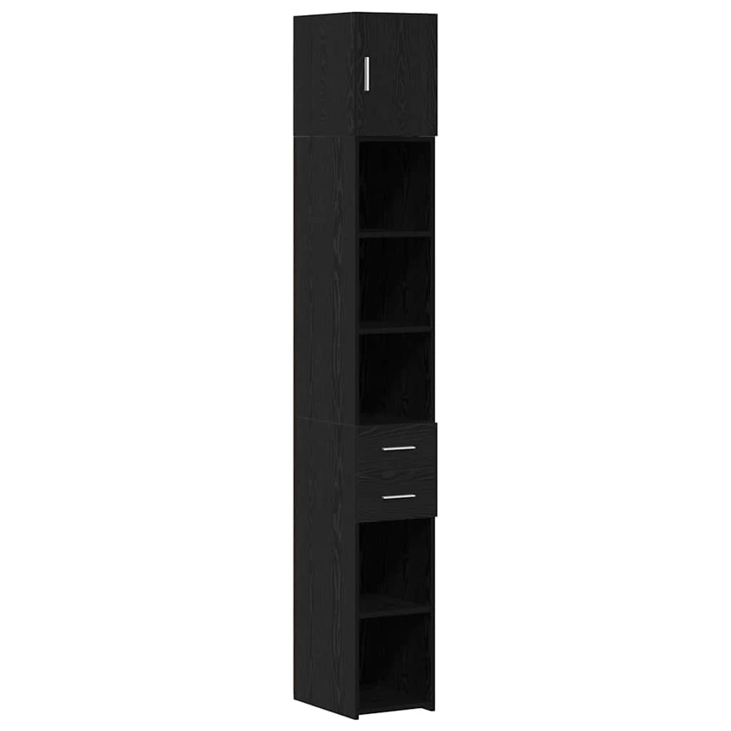 Storage Cabinet with Drawer 2 pcs Black Oak 30 x 42.5 x 225 cm