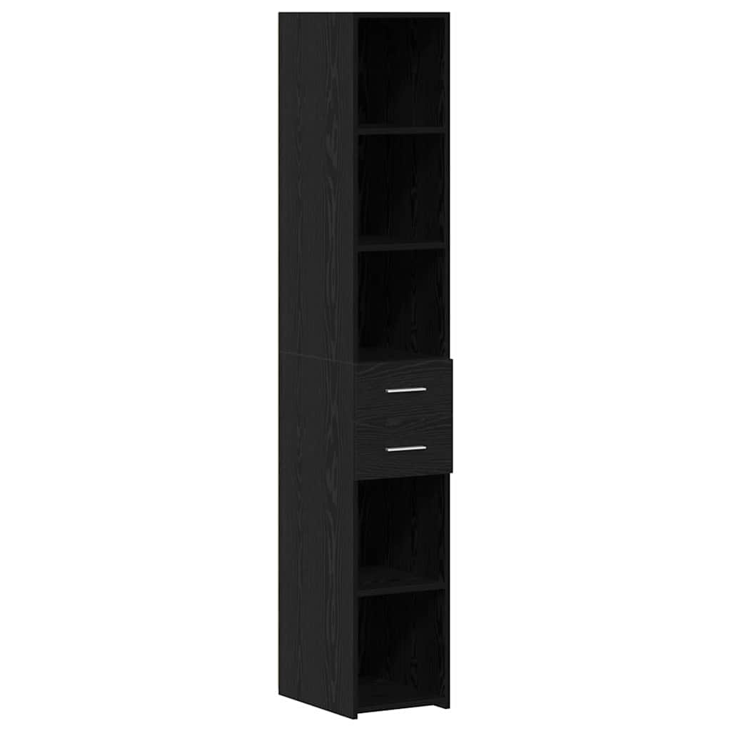 Storage Cabinet with Drawer 2 pcs Black Oak 30 x 42.5 x 225 cm