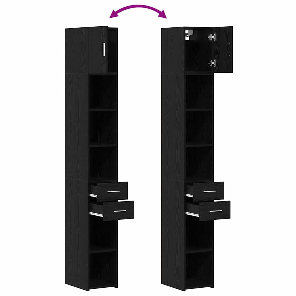 Storage Cabinet with Drawer 2 pcs Black Oak 30 x 42.5 x 225 cm