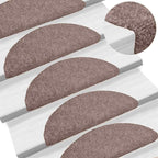 Stair Mats Self-adhesive 20 pcs 65x21x4 cm Light Brown Half Round Large