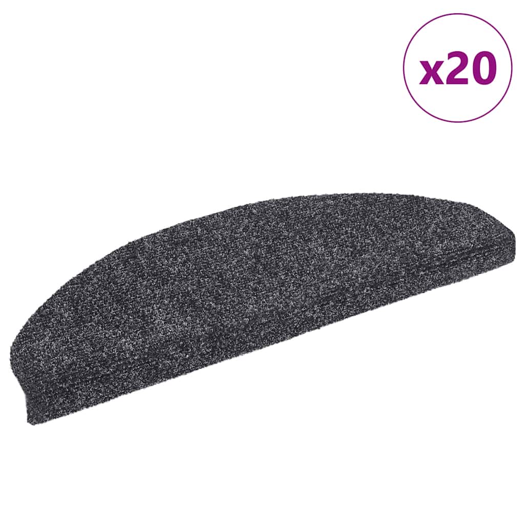 Stair Mats Self-adhesive 20 pcs 65x21x4 cm Dark Grey Half Round Large