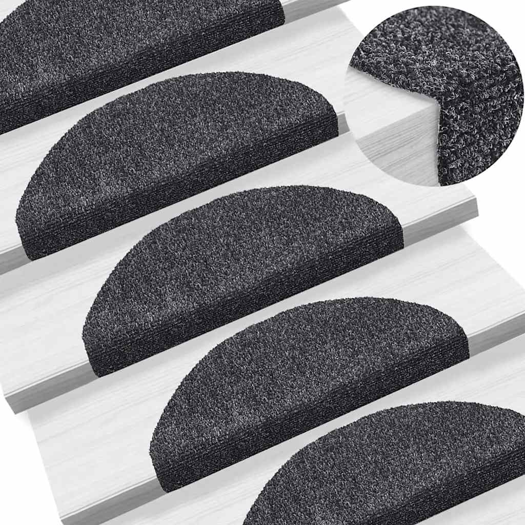 Stair Mats Self-adhesive 20 pcs 65x21x4 cm Dark Grey Half Round Large