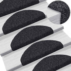 Stair Mats Self-adhesive 20 pcs 65x21x4 cm Black Half Round Large