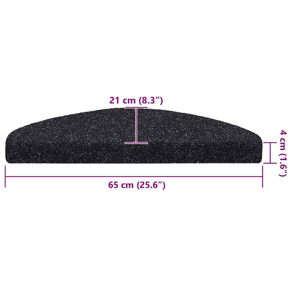 Stair Mats Self-adhesive 20 pcs 65x21x4 cm Black Half Round Large
