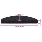 Stair Mats Self-adhesive 20 pcs 65x21x4 cm Black Half Round Large