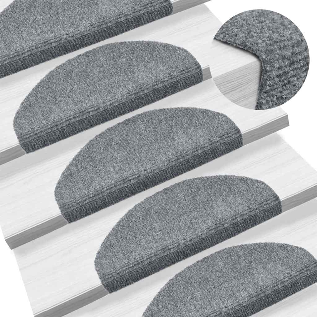 Stair Mats Self-adhesive 20 pcs 65x21x4 cm Light Grey Half Round Large