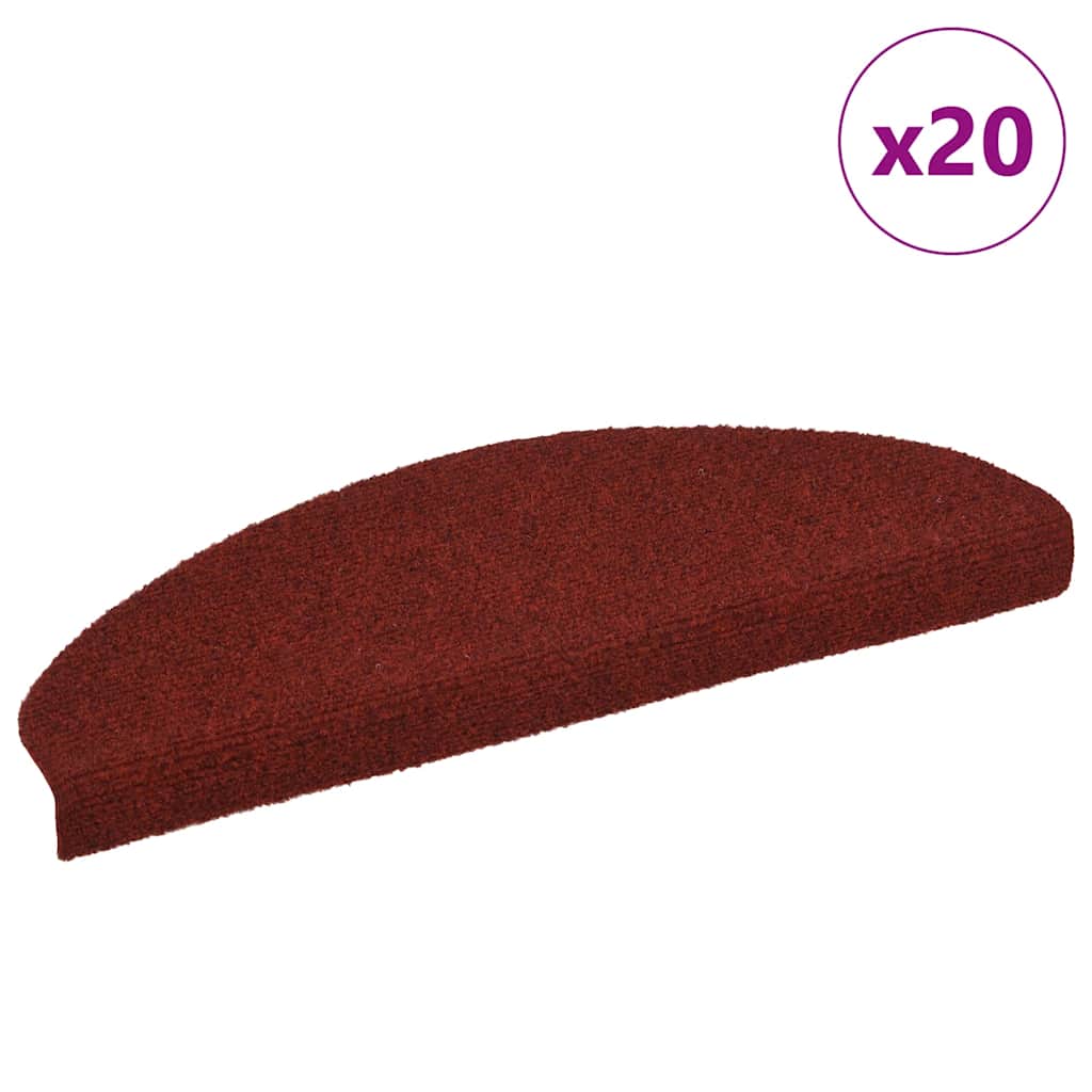 Stair Mats Self-adhesive 20 pcs 65x21x4 cm Bordeaux Red Half Round Large