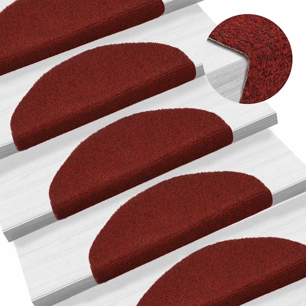 Stair Mats Self-adhesive 20 pcs 65x21x4 cm Bordeaux Red Half Round Large
