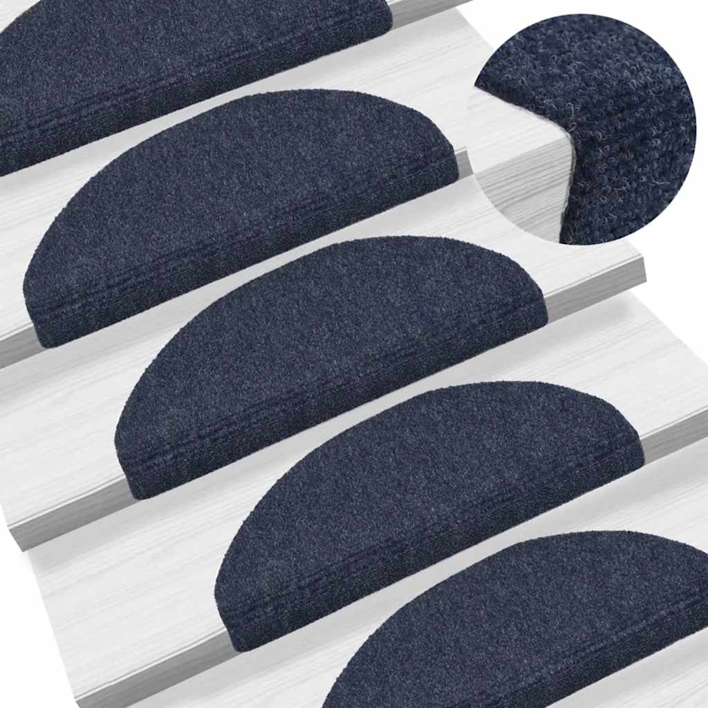 Stair Mats Self-adhesive 20 pcs 65x21x4 cm Blue Half Round Large
