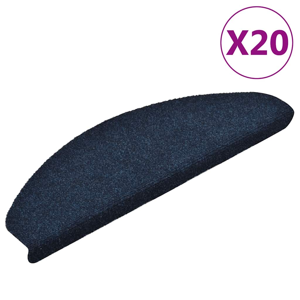 Stair Mats Self-adhesive 20 pcs 65x21x4 cm Navy Half Round Large