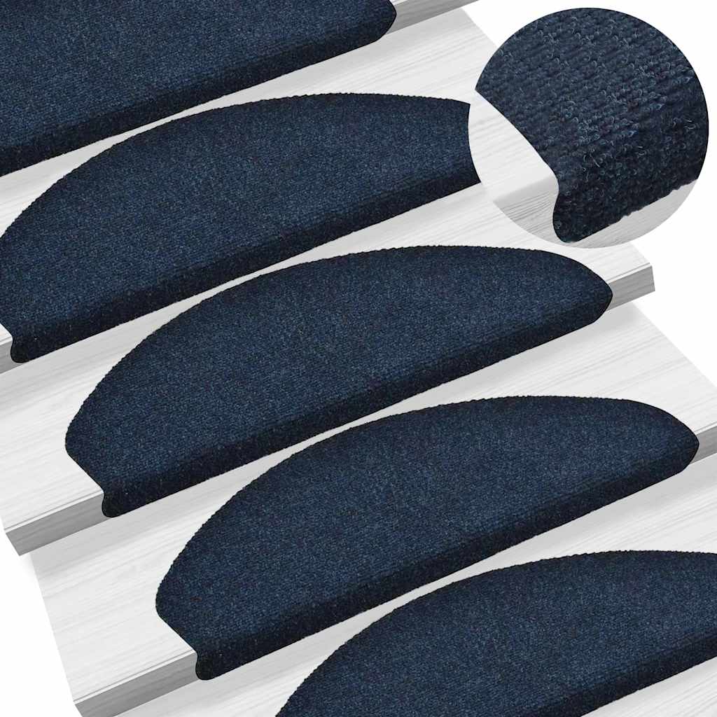 Stair Mats Self-adhesive 20 pcs 65x21x4 cm Navy Half Round Large