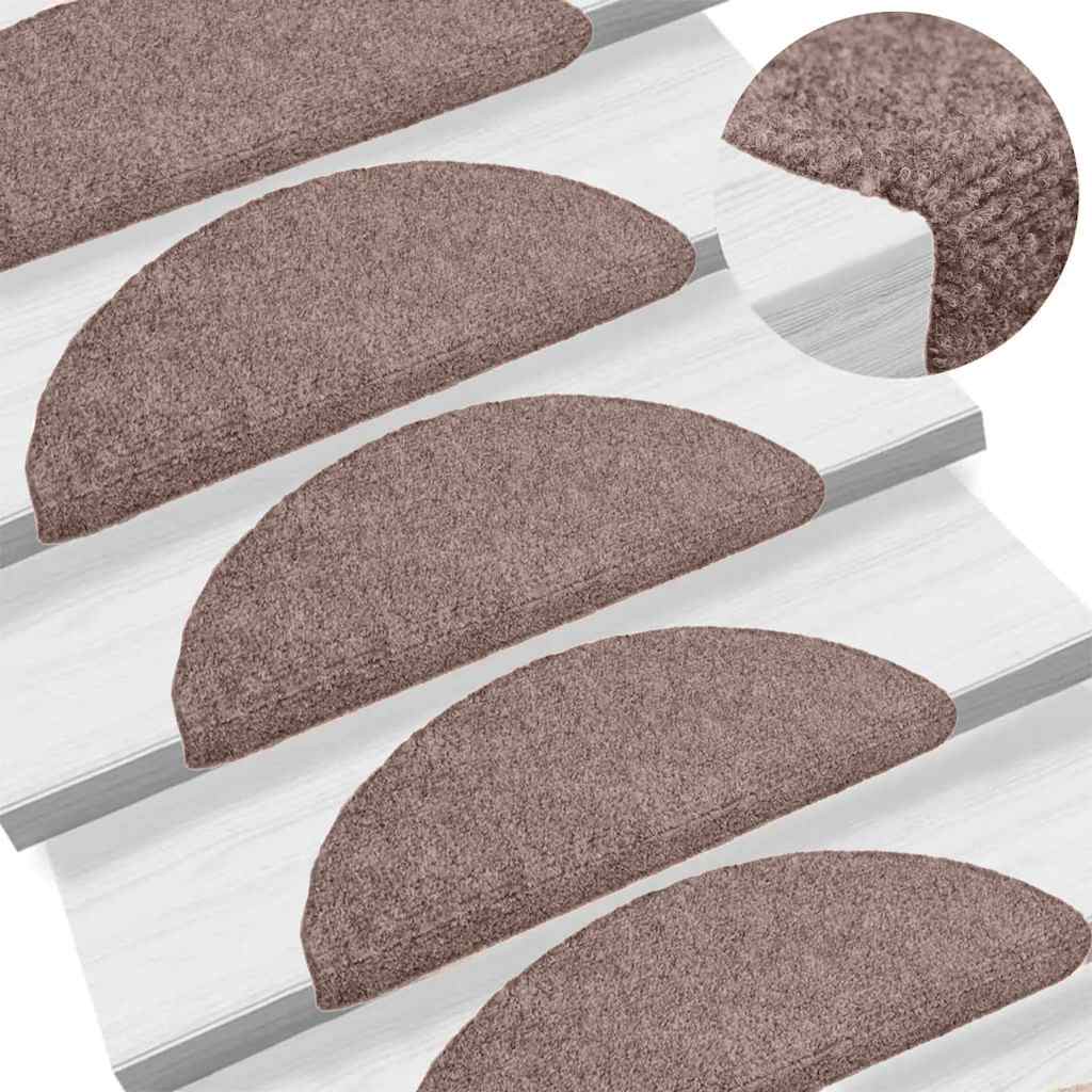 Stair Mats Self-adhesive 30 pcs 65x21x4 cm Light Brown Half Round Large