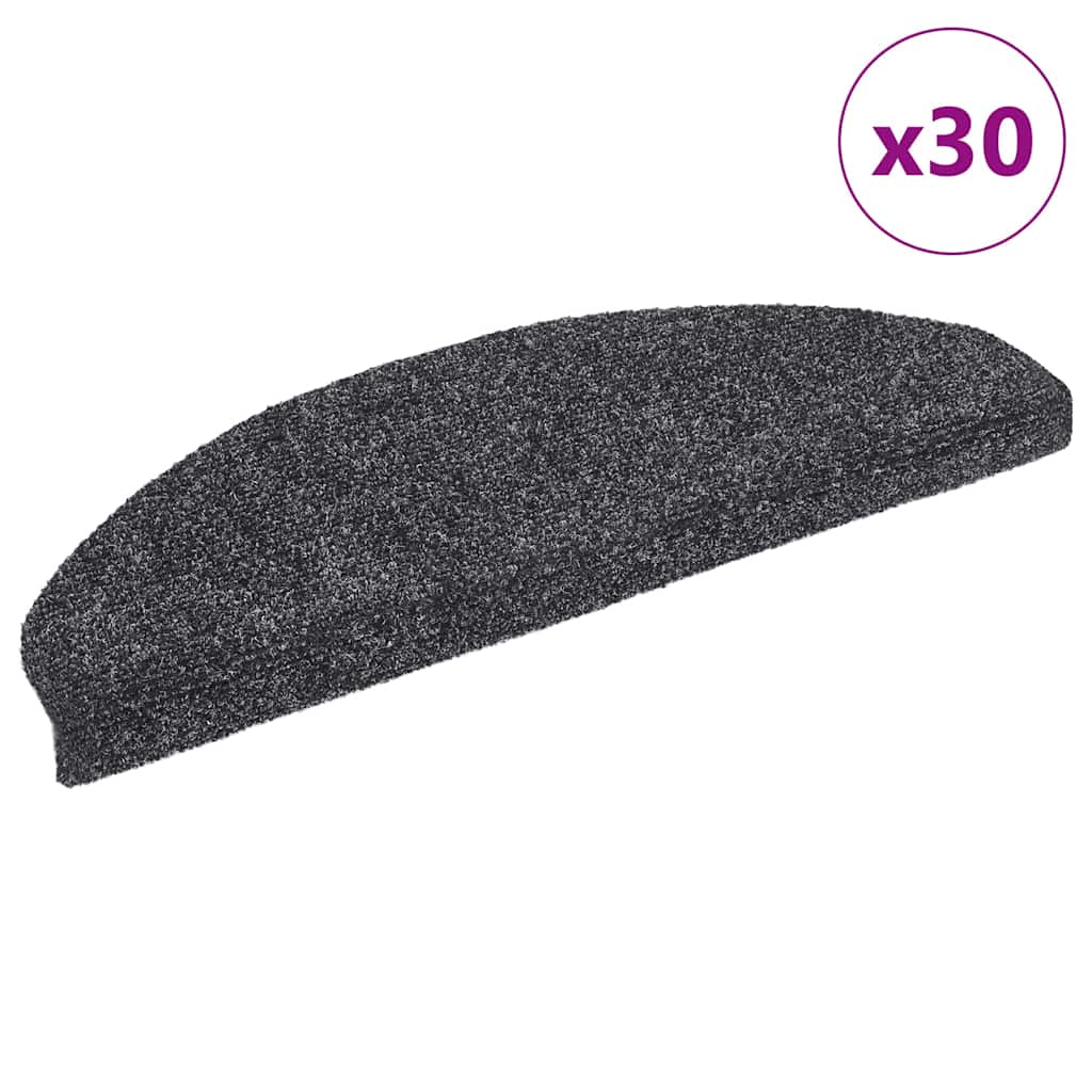 Stair Mats Self-adhesive 30 pcs 65x21x4 cm Dark Grey Half Round Large