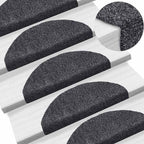 Stair Mats Self-adhesive 30 pcs 65x21x4 cm Dark Grey Half Round Large