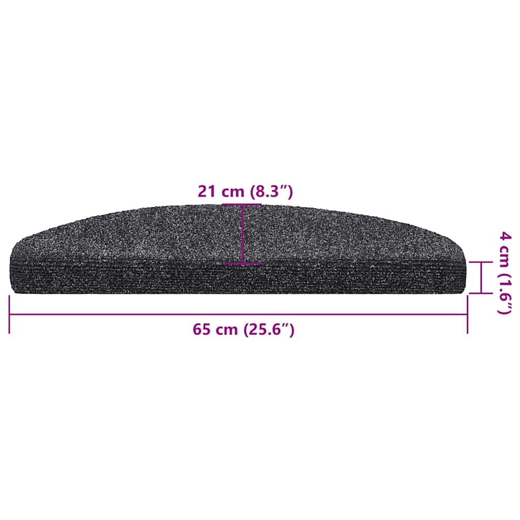Stair Mats Self-adhesive 30 pcs 65x21x4 cm Dark Grey Half Round Large