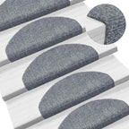 Stair Mats Self-adhesive 30 pcs 65x21x4 cm Light Grey Half Round Large
