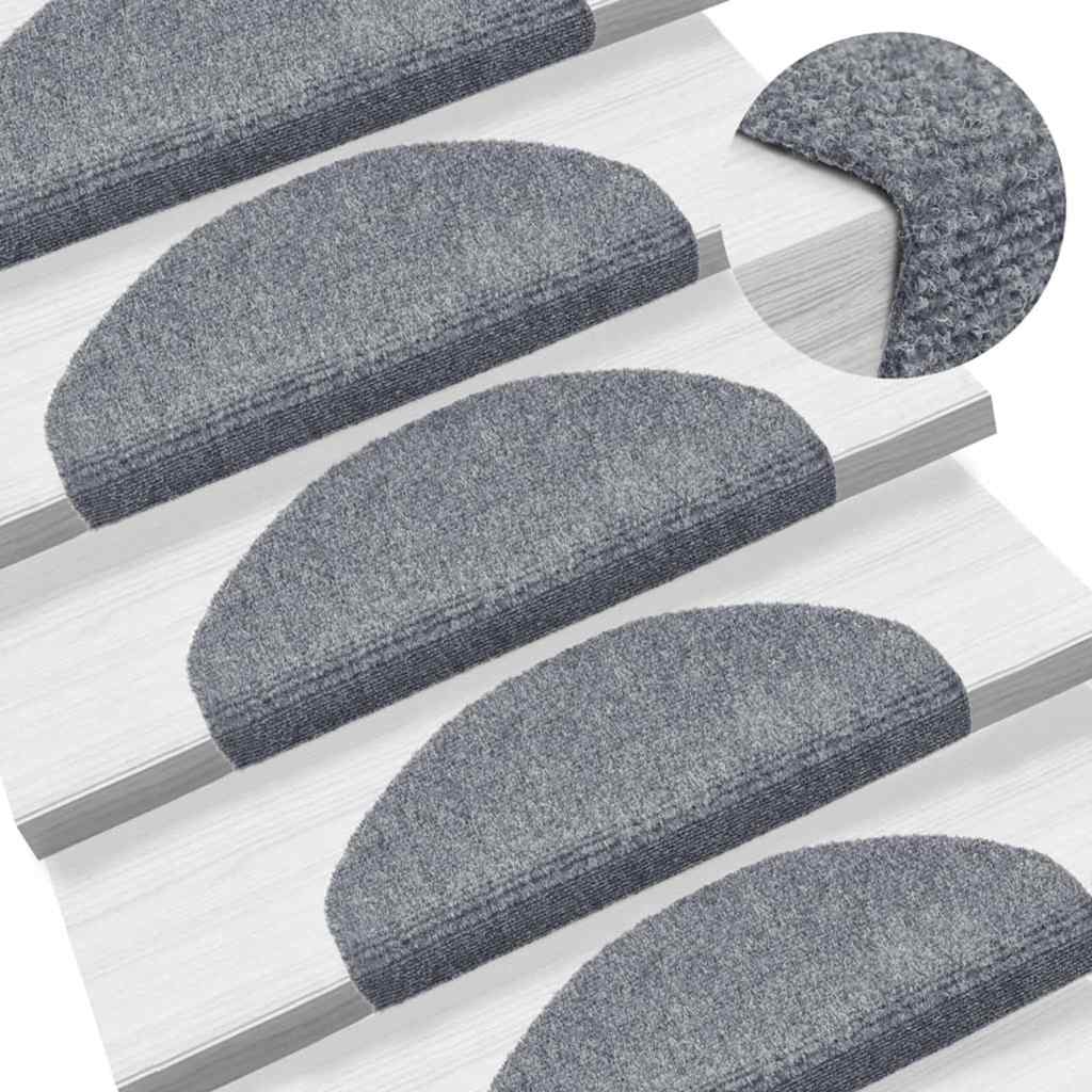 Stair Mats Self-adhesive 30 pcs 65x21x4 cm Light Grey Half Round Large