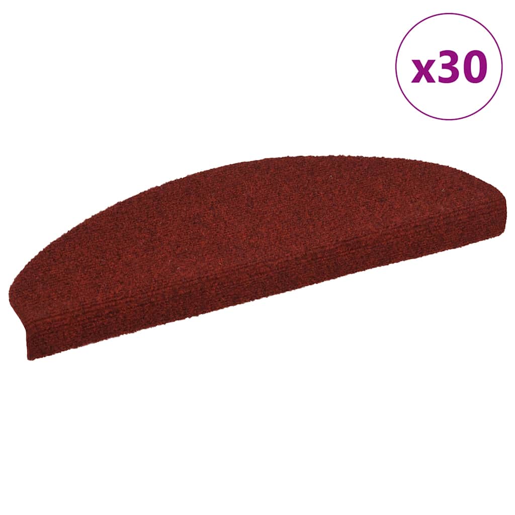Stair Mats Self-adhesive 30 pcs 65x21x4 cm Bordeaux Red Half Round Large