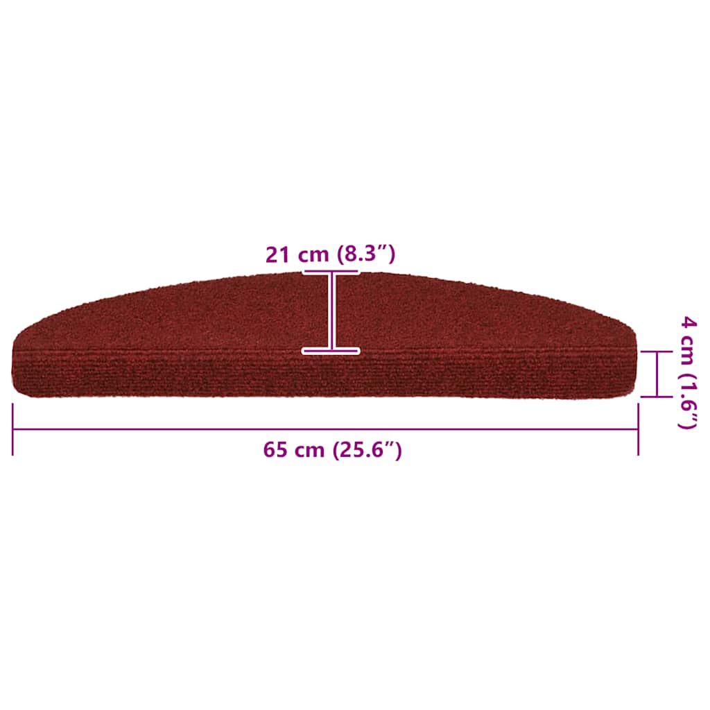 Stair Mats Self-adhesive 30 pcs 65x21x4 cm Bordeaux Red Half Round Large