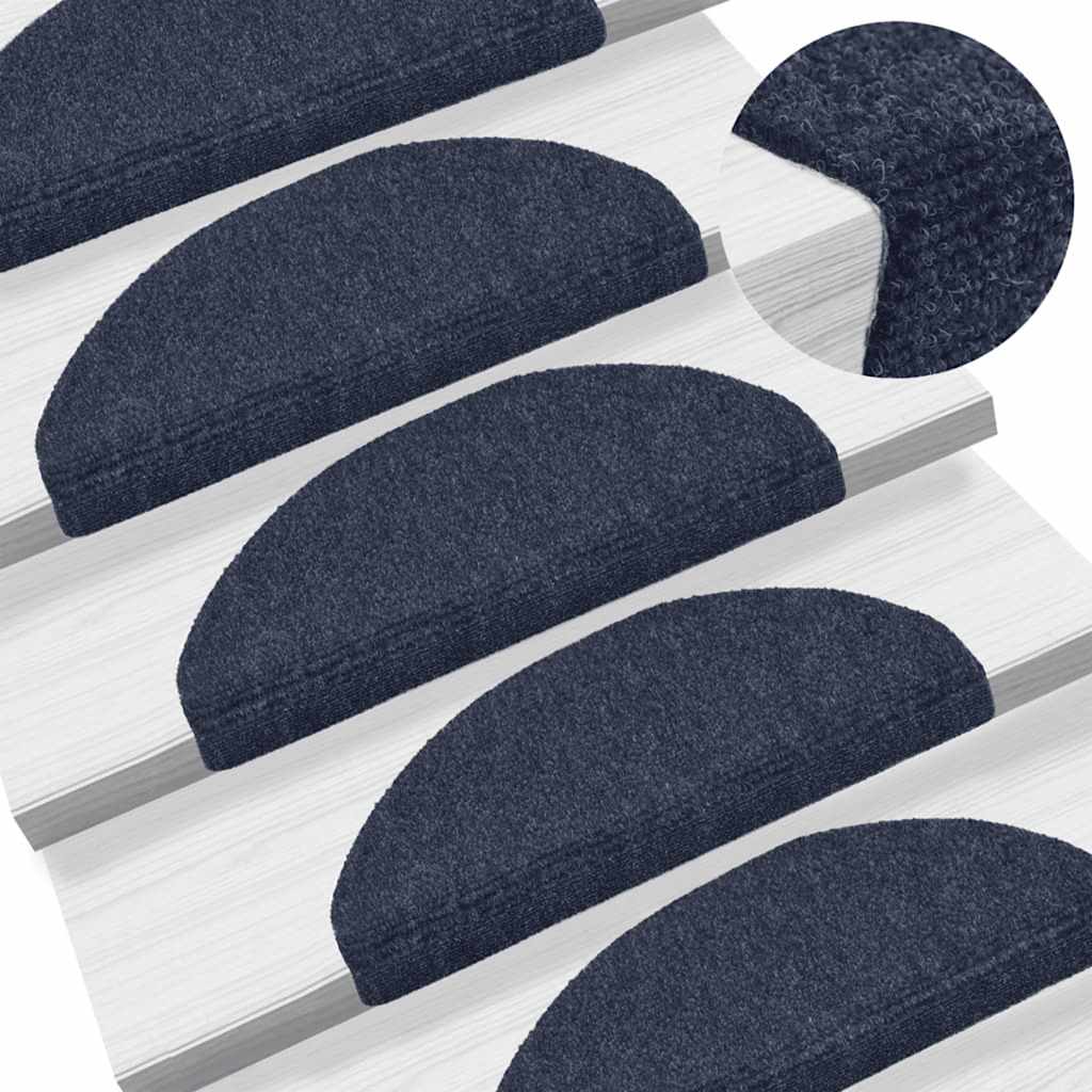 Stair Mats Self-adhesive 30 pcs 65x21x4 cm Blue Half Round Large
