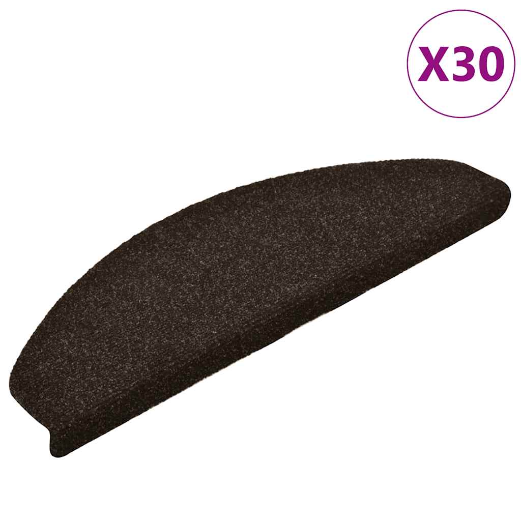 Stair Mats Self-adhesive 30 pcs 65x21x4 cm Dark Brown Half Round Large