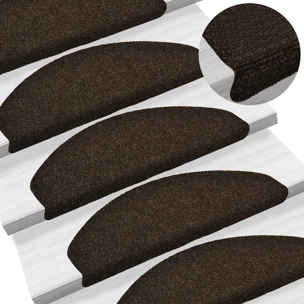 Stair Mats Self-adhesive 30 pcs 65x21x4 cm Dark Brown Half Round Large