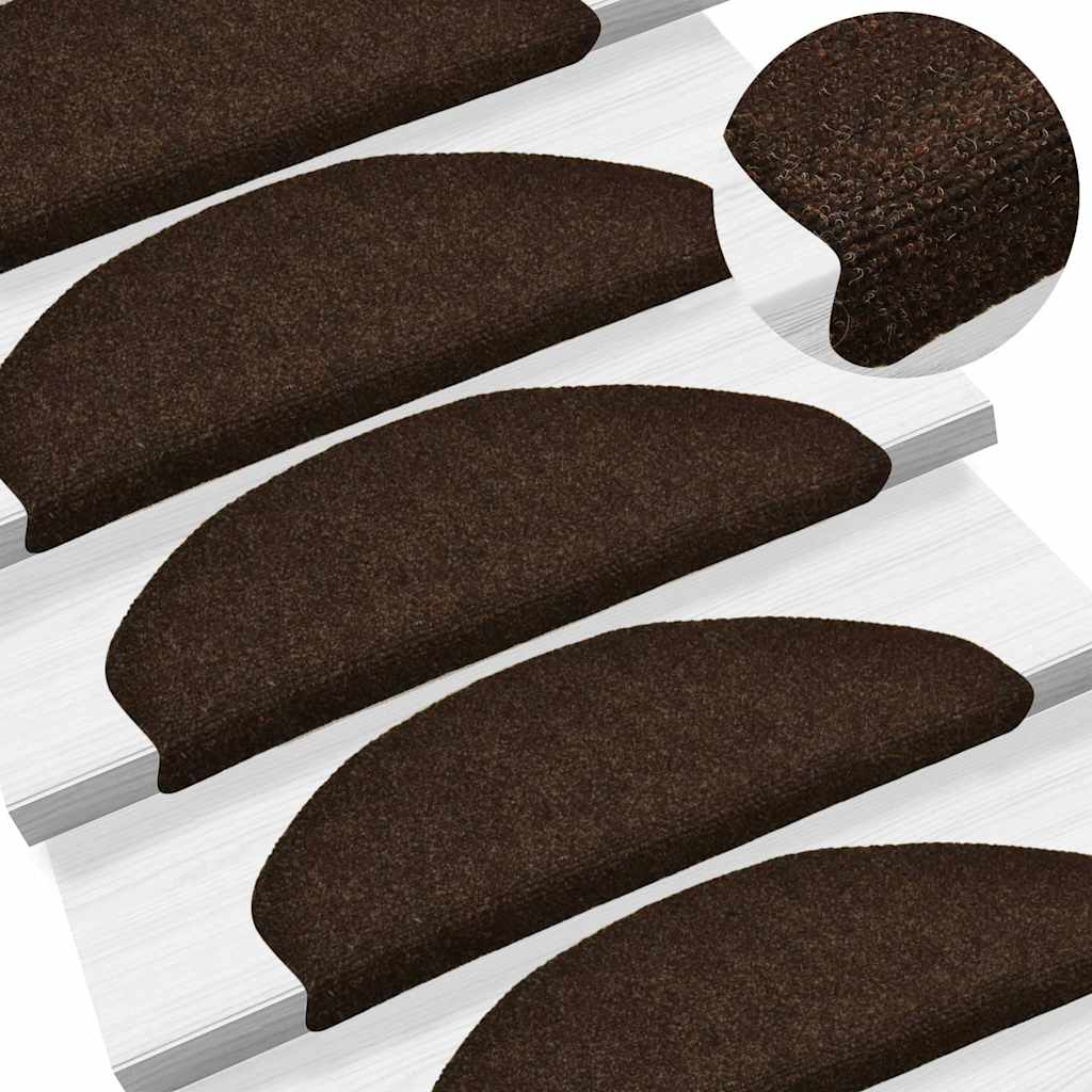 Stair Mats Self-adhesive 30 pcs 65x21x4 cm Brown Half Round Large