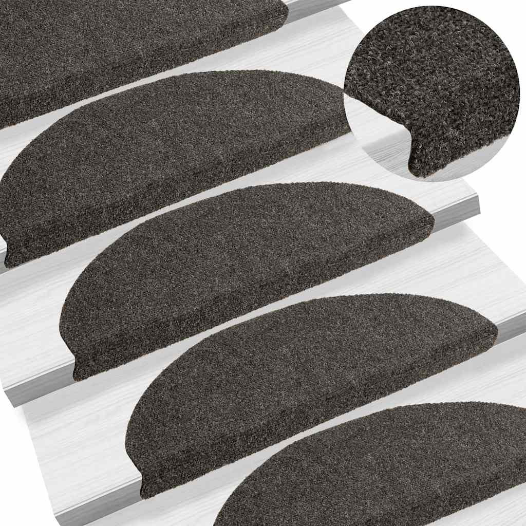 Stair Mats Self-adhesive 30 pcs 65x21x4 cm Anthracite Half Round Large