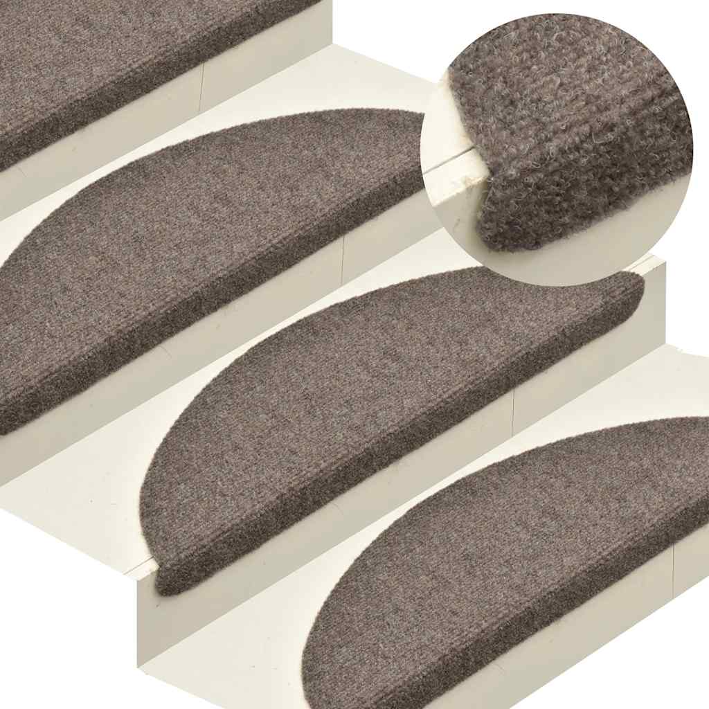 Stair Mats Self-adhesive 30 pcs 65x21x4 cm Beige Half Round Large