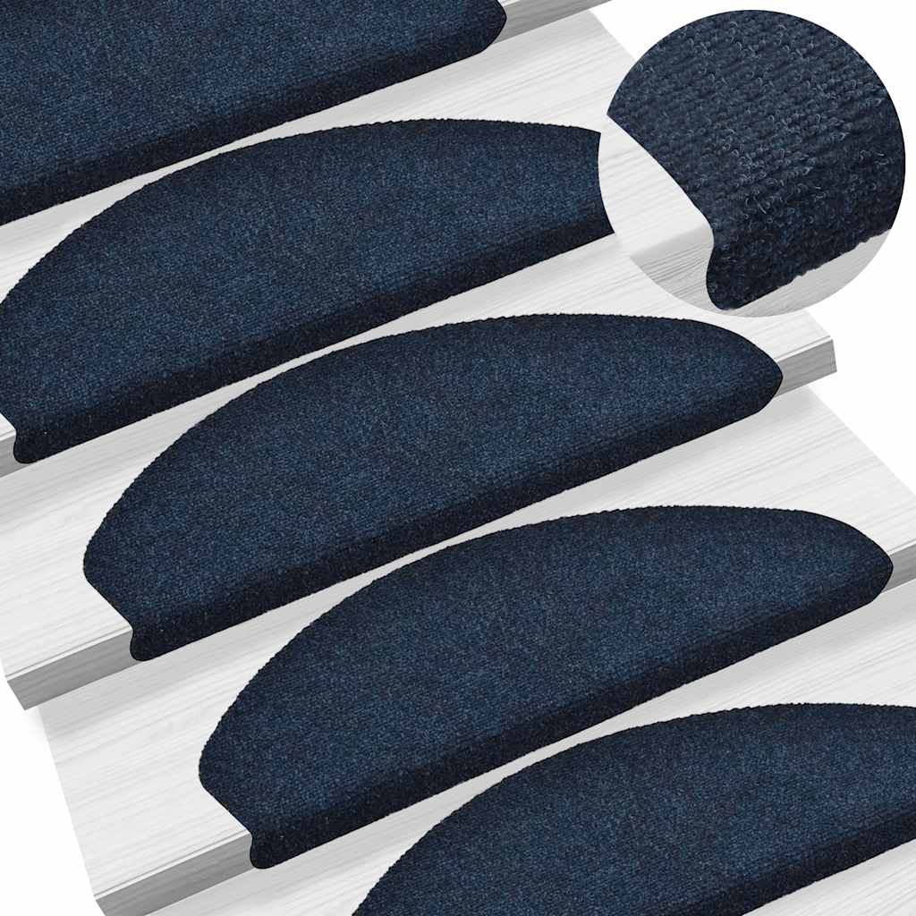 Stair Mats Self-adhesive 30 pcs 65x21x4 cm Navy Half Round Large